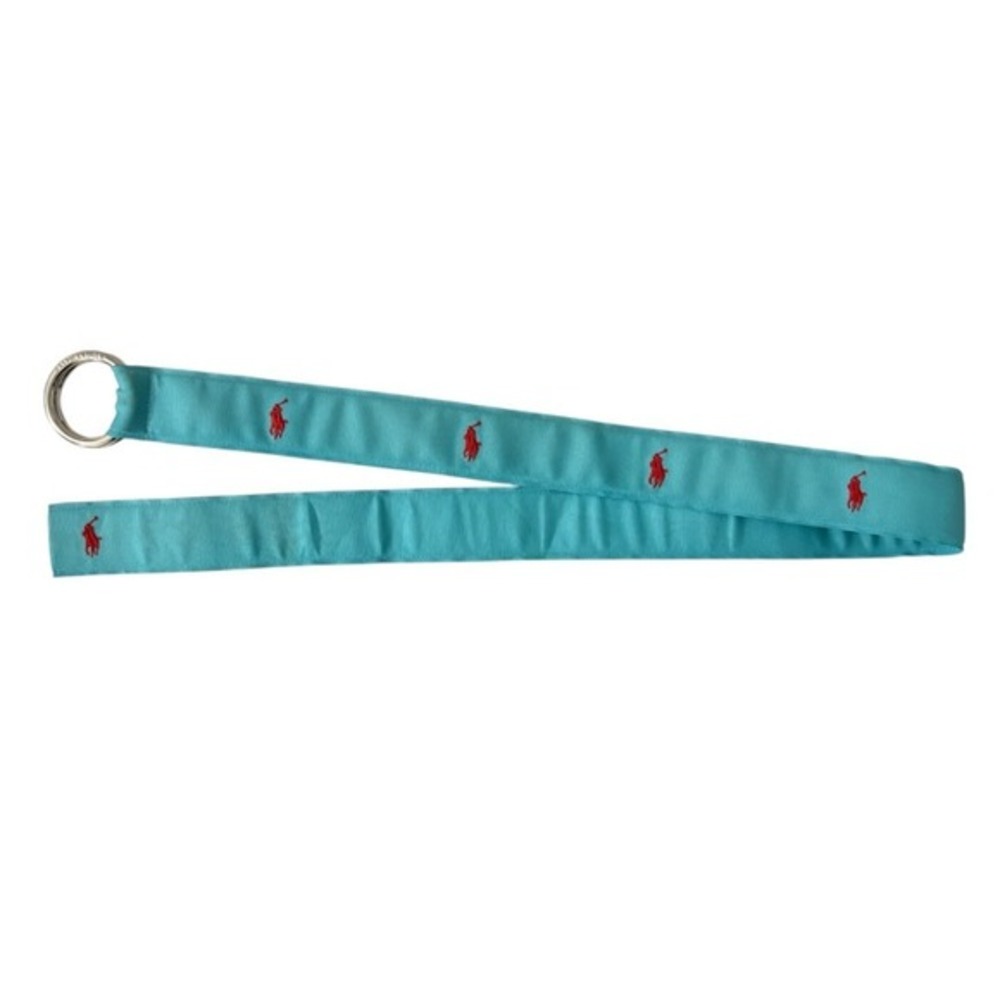 Ralph Lauren Kids Belt Turquoise Pony Logo D-Ring Buckle Made in‎ USA